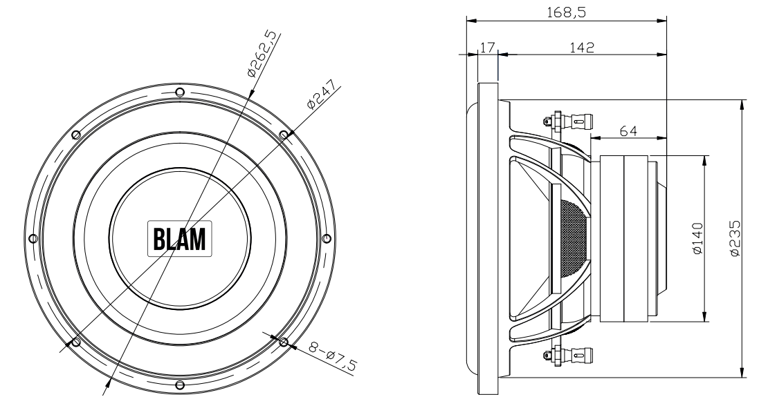 BLAM BL-L25DB LIVE L20 DB 200mm (10 Inch) 2x 2ohm 600W Dual Voice Coil subwoofer (SPECIAL ORDER PRODUCT)