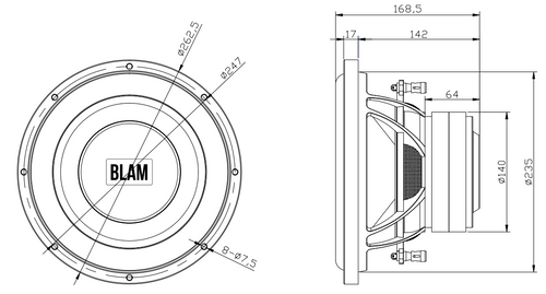 BLAM BL-L25DB LIVE L20 DB 200mm (10 Inch) 2x 2ohm 600W Dual Voice Coil subwoofer (SPECIAL ORDER PRODUCT)