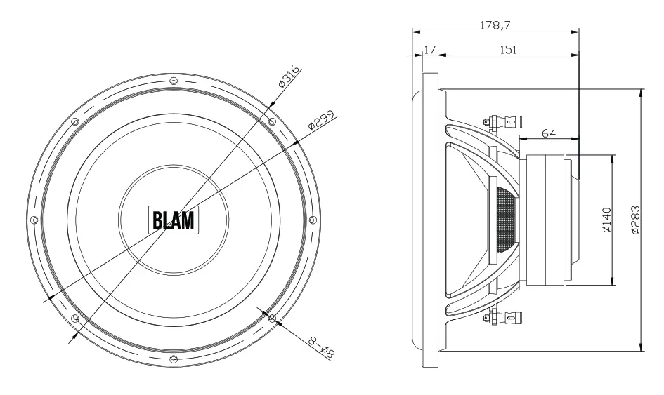 BLAM BL-L30DB LIVE L20 DB 300mm (12 Inch) 2x 2ohm 800W Dual Voice Coil subwoofer (SPECIAL ORDER PRODUCT)