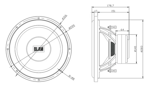 BLAM BL-L30DB LIVE L20 DB 300mm (12 Inch) 2x 2ohm 800W Dual Voice Coil subwoofer (SPECIAL ORDER PRODUCT)