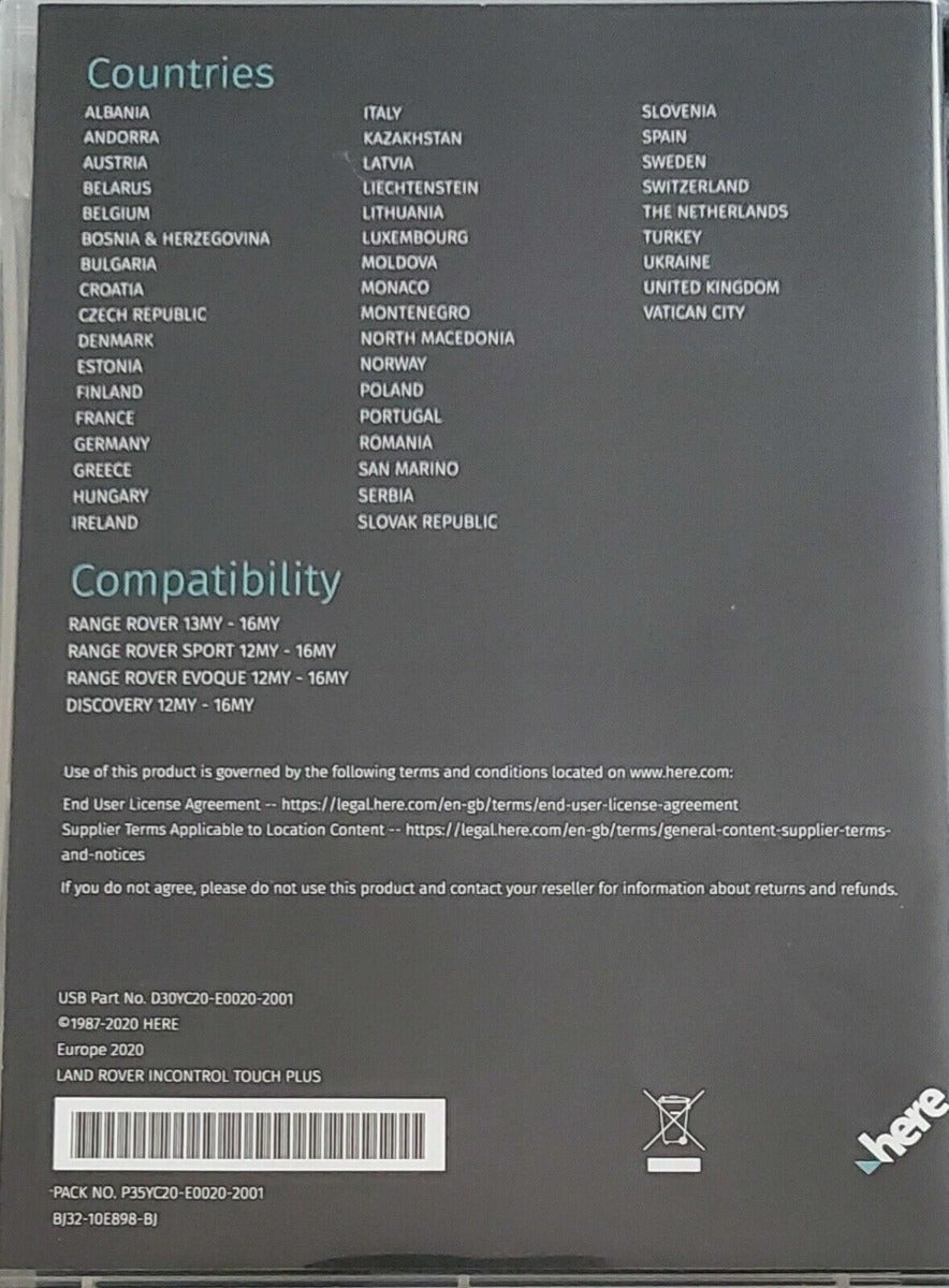 LANDROVER 2020/21  2GEN 2.1 SAT NAV MAP UPDATE USB NAVIGATION EUROPE Final Update Now discontinued