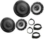 Audi A3, A4, A4 Avant 2x Kenwood KFC-S1766 300 Watt 2-way Coaxial Car Speaker Upgrade kit