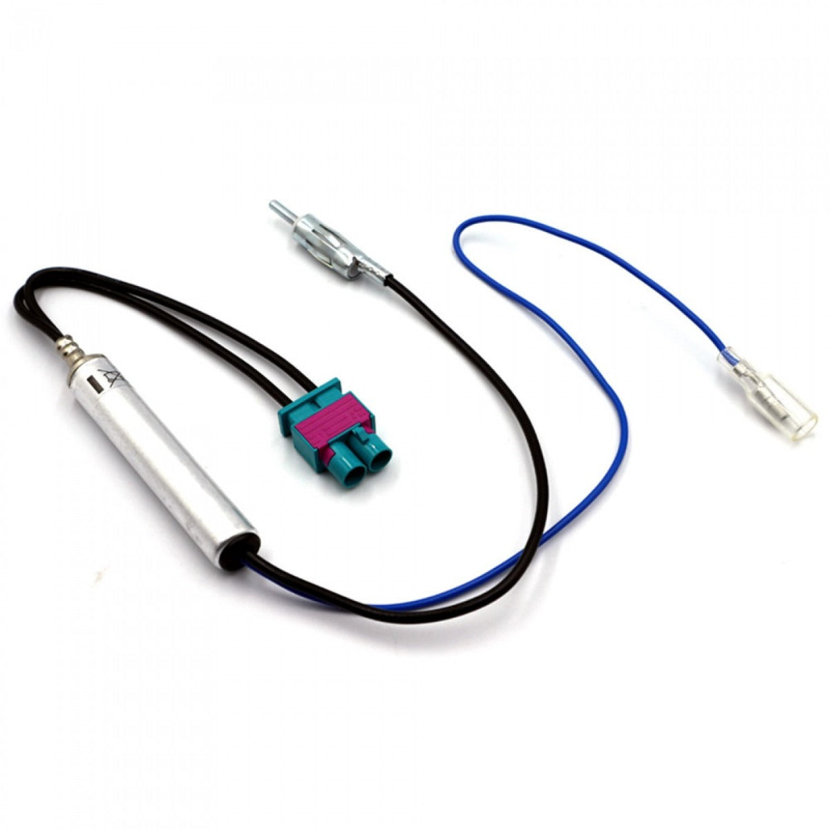 Audi, Skoda Double Fakra to DIN aerial adapter cable with 12v phantom power and bullet connection 21-139K