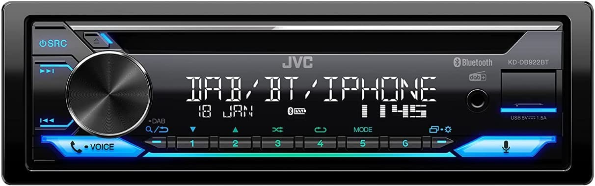JVC KD-DB922BT Bluetooth DAB-Tuner MP3/WMA/WAV/FLAC iPhone Android illumination