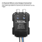 Uninversal 2-Channel Adjustable Micro Line Output Converter with 10V Output and Remote Turn-On Trigger InCarTec 23-005