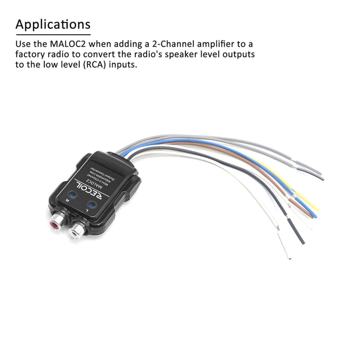 Uninversal 2-Channel Adjustable Micro Line Output Converter with 10V Output and Remote Turn-On Trigger InCarTec 23-005