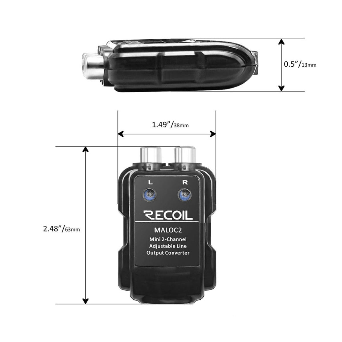 Uninversal 2-Channel Adjustable Micro Line Output Converter with 10V Output and Remote Turn-On Trigger InCarTec 23-005