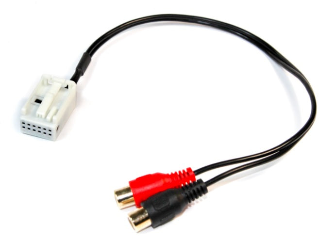 Seat, Skoda, Volkswagen Quadlock to 2x RCA phono sockets aux in adapter 24-221