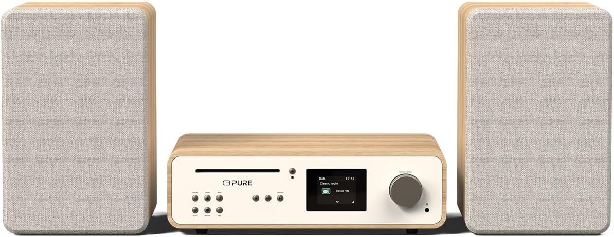 PURE Classic 2.0 System with Bluetooth, CD and DAB+ in Cotton White/Oak