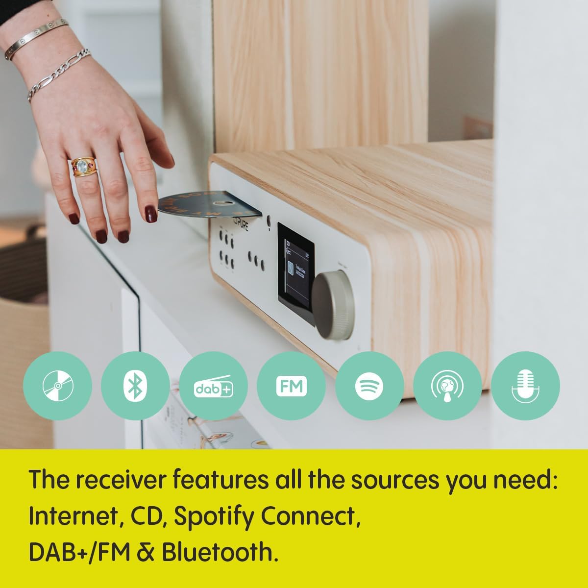 PURE Classic 2.0 System with Bluetooth, CD and DAB+ in Cotton White/Oak