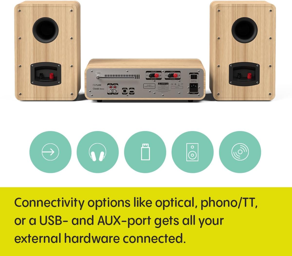 PURE Classic 2.0 System with Bluetooth, CD and DAB+ in Cotton White/Oak