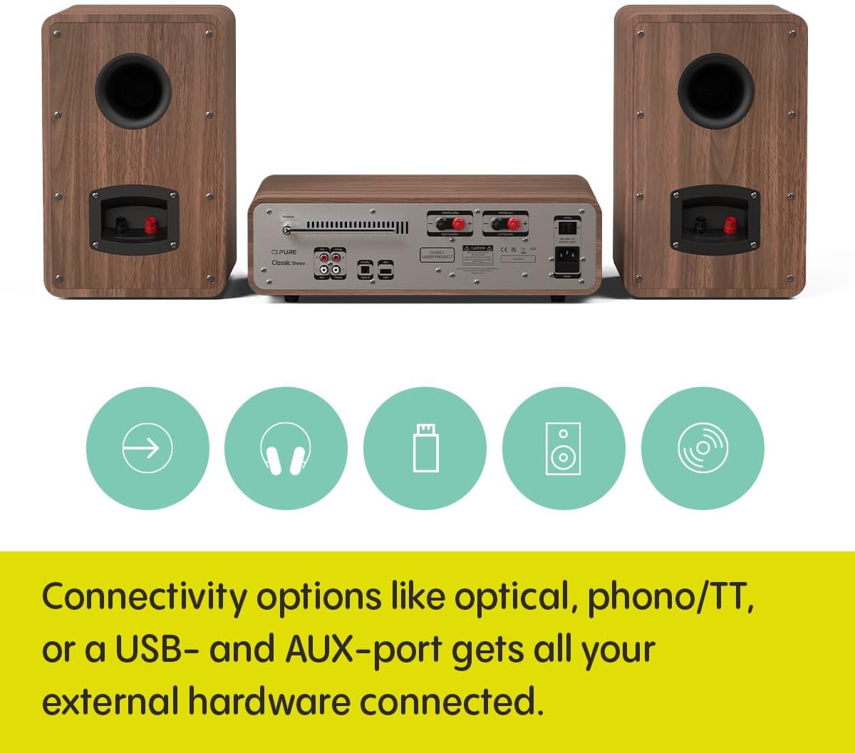 PURE Classic 2.0 System with Bluetooth, CD and DAB+ in Coffee Black/Walnut