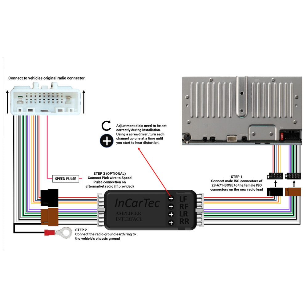 Nissan car audio steering wheel control and BOSE retention interface (20 Pin connector) 29-671-BOSE