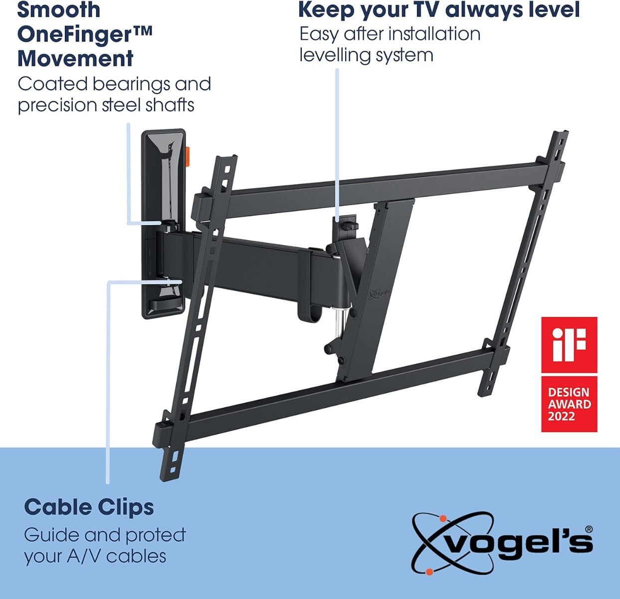 Vogels TVM 3625 TV (40-77") Single Arm Black TV Wall Bracket Black