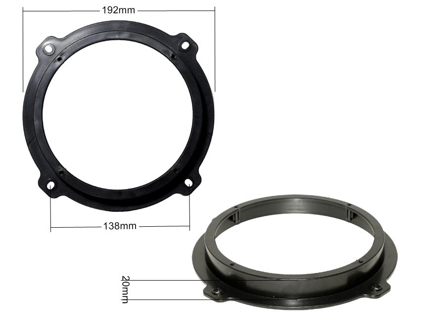 Kia Optima, Sportage, Soul 165mm front door speaker adapter spacer rings 40-1393-165