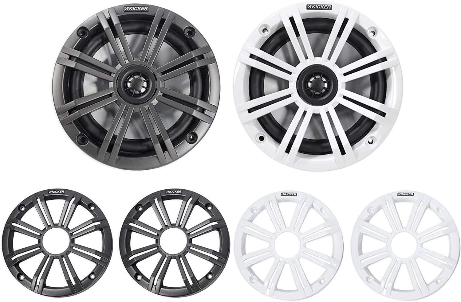 Kicker 45KM654 16.5cm 2-way Flush Mount Coaxial Marine Speakers