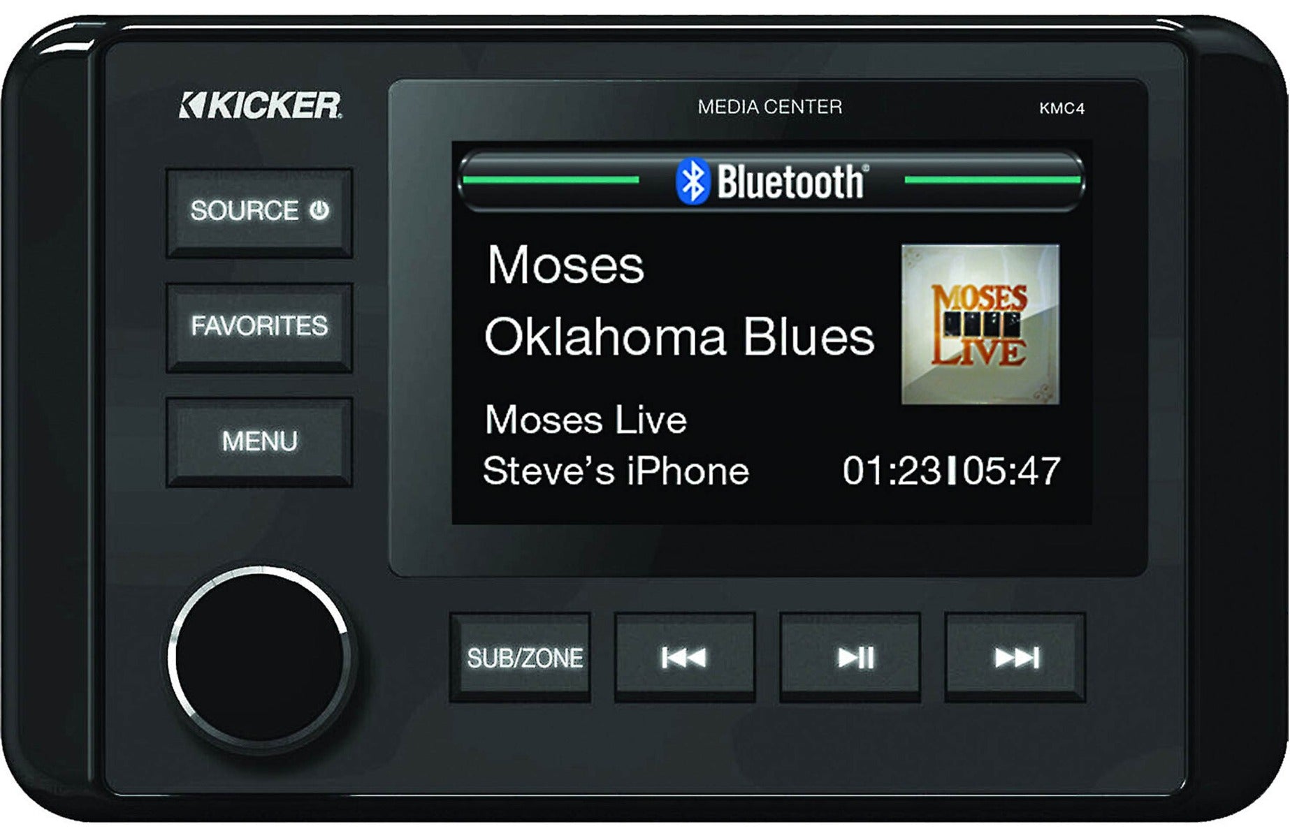 Kicker KMC4 3" Compact Digital Marine Media Bluetooth Receiver