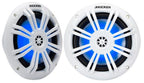 Kicker KM60 4WL 6-1/2" 2-way marine speakers with blue LED lighting in White
