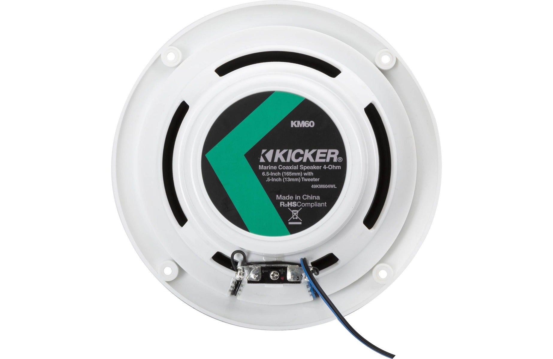 Kicker KM60 4WL 6-1/2" 2-way marine speakers with blue LED lighting in White