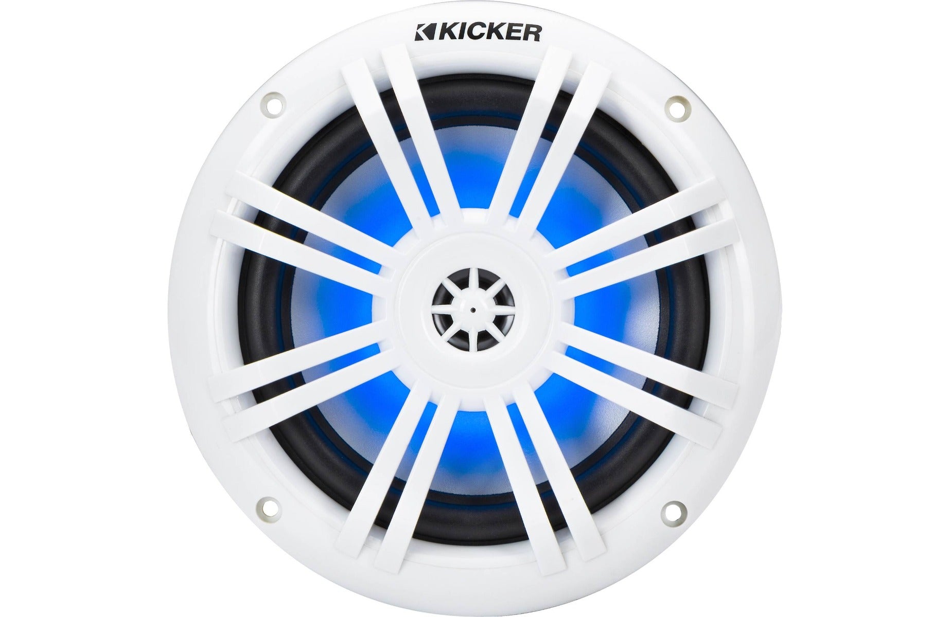 Kicker KM60 4WL 6-1/2" 2-way marine speakers with blue LED lighting in White