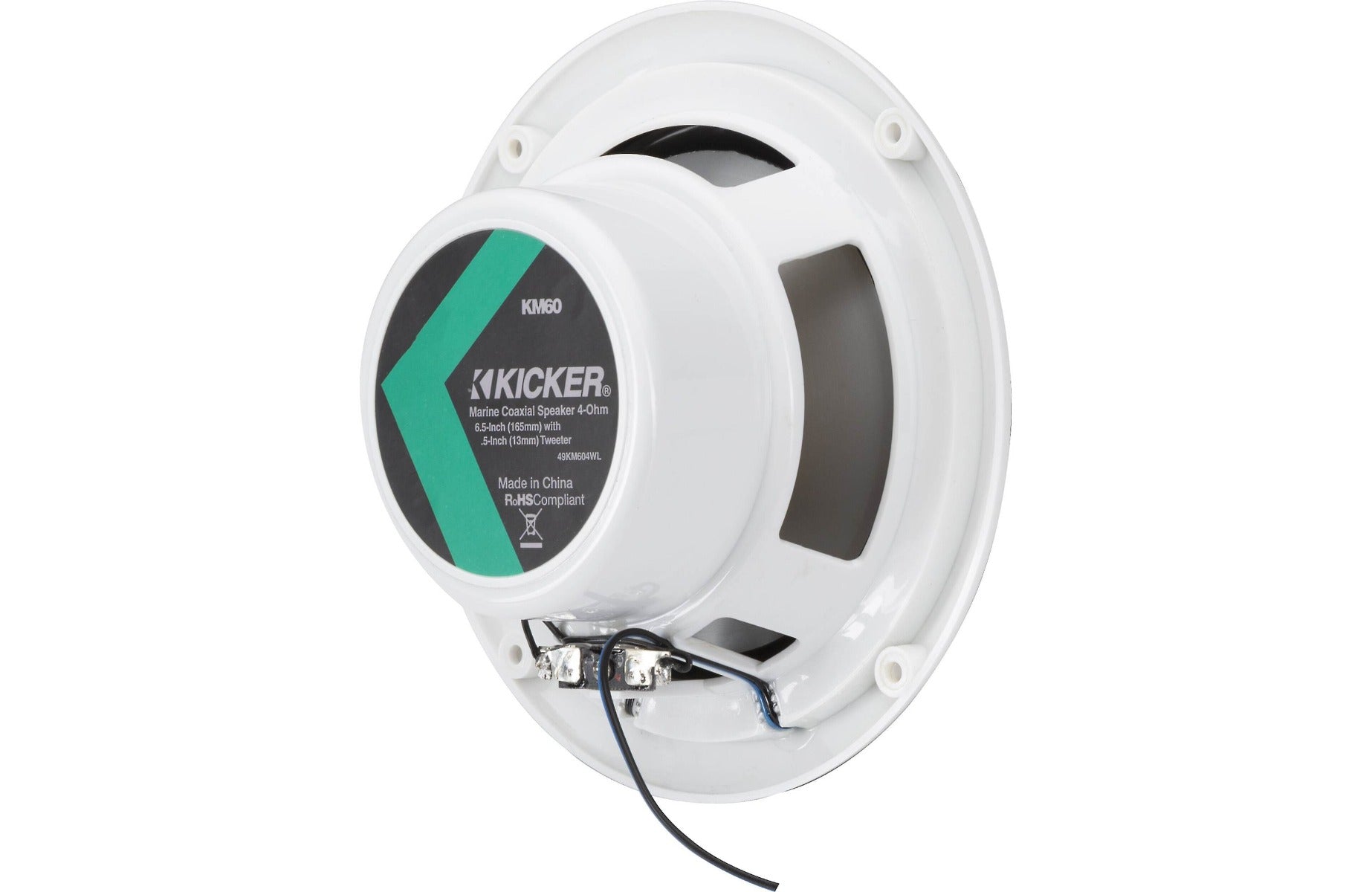 Kicker KM60 4WL 6-1/2" 2-way marine speakers with blue LED lighting in White
