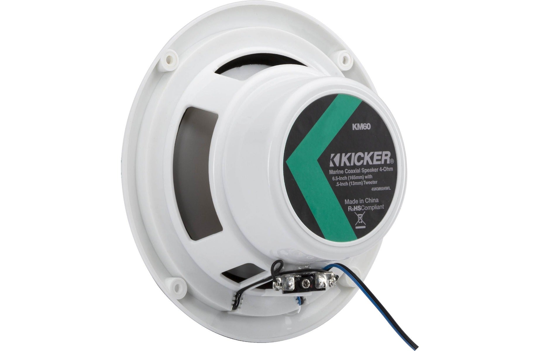 Kicker KM60 4WL 6-1/2" 2-way marine speakers with blue LED lighting in White