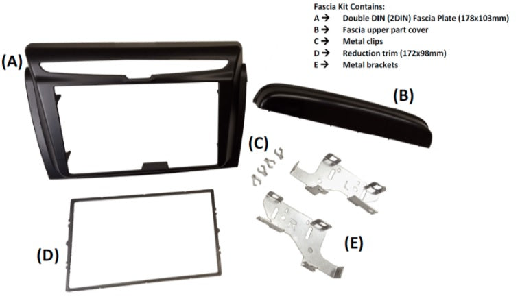 Lancia Ypsilon (846) and 3 Facelift (2011-2021) Double DIN car audio fascia adapter panel (PIANO BLACK) 50-422
