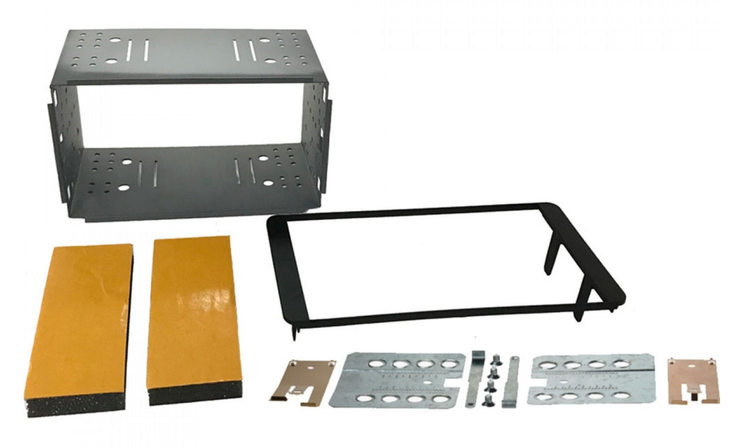 Toyota Auris, Avensis, Verso, Yaris with OEM NAVIGATION Double DIN car audio fascia adapter panel and cage kit (MATT BLACK) 50-863