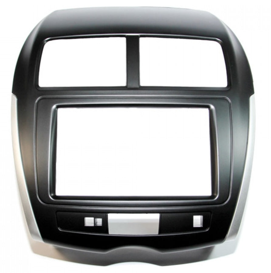 Mitsubishi ASX 2013 onwards double DIN car radio fascia Black (With Silver Trim and no buttons) 50-916
