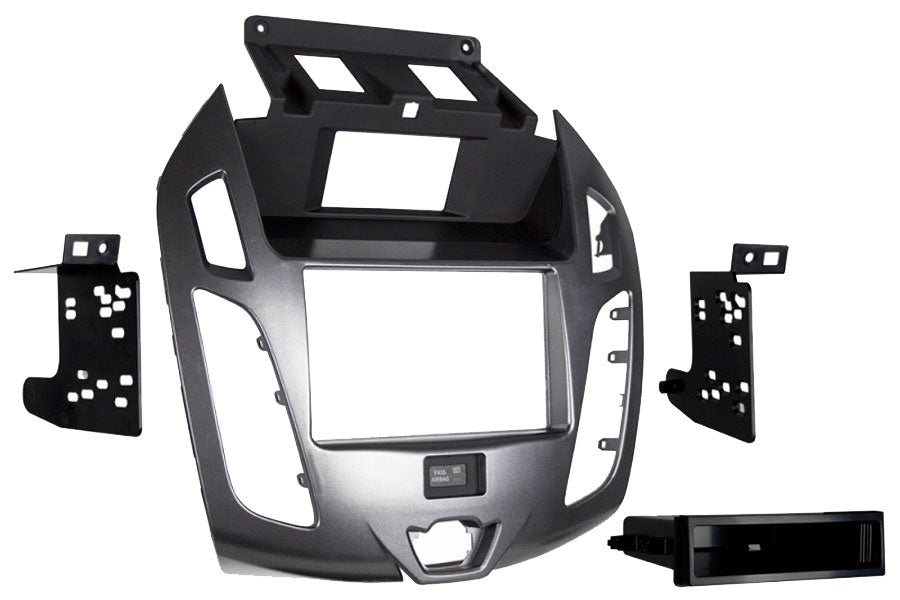 Ford Transit Connect (2014-2019) Single/Double DIN car audio fascia (With Display/ Grey Silver) 50-936/1