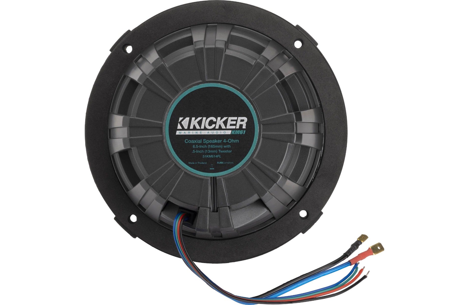 Kicker 51KM614FL 6.5" marine 2-way speakers with RGB LEDs and 2 sets of grilles