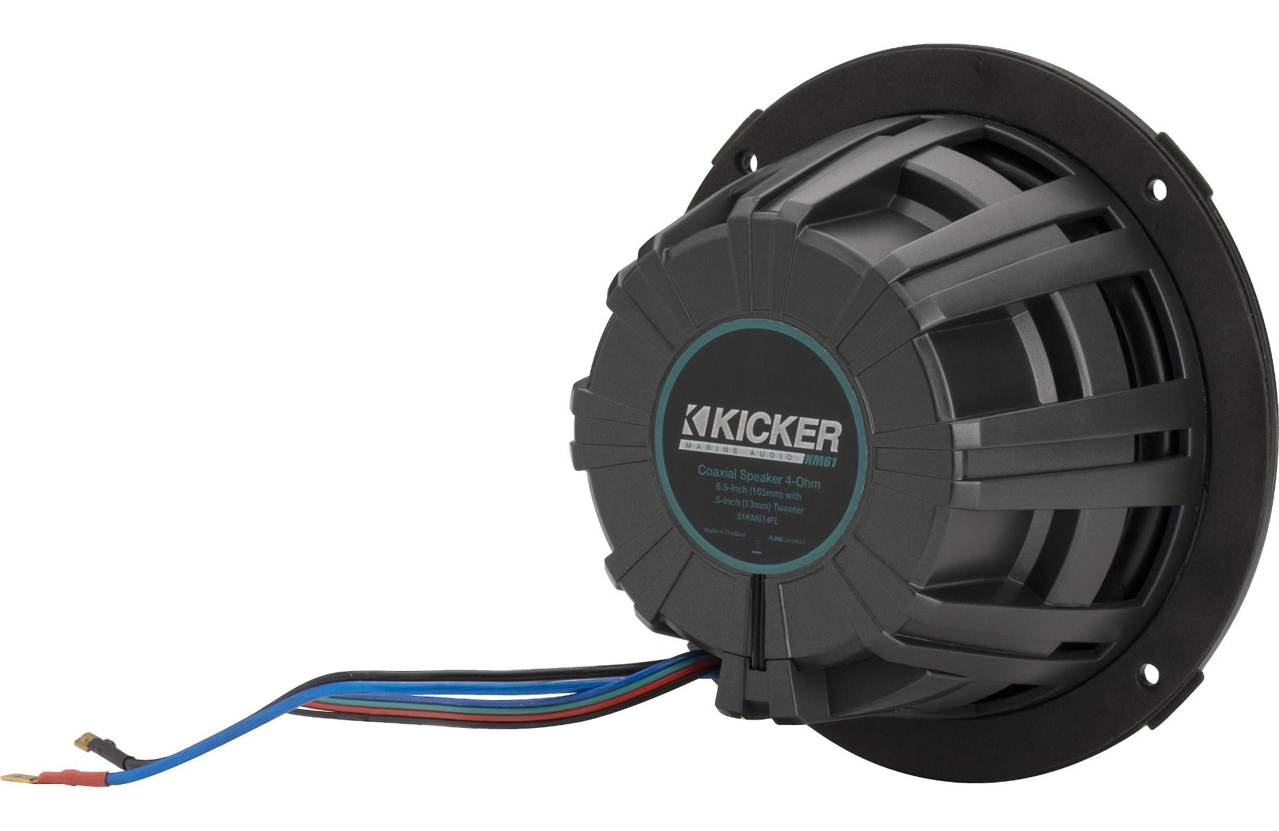 Kicker 51KM614FL 6.5" marine 2-way speakers with RGB LEDs and 2 sets of grilles