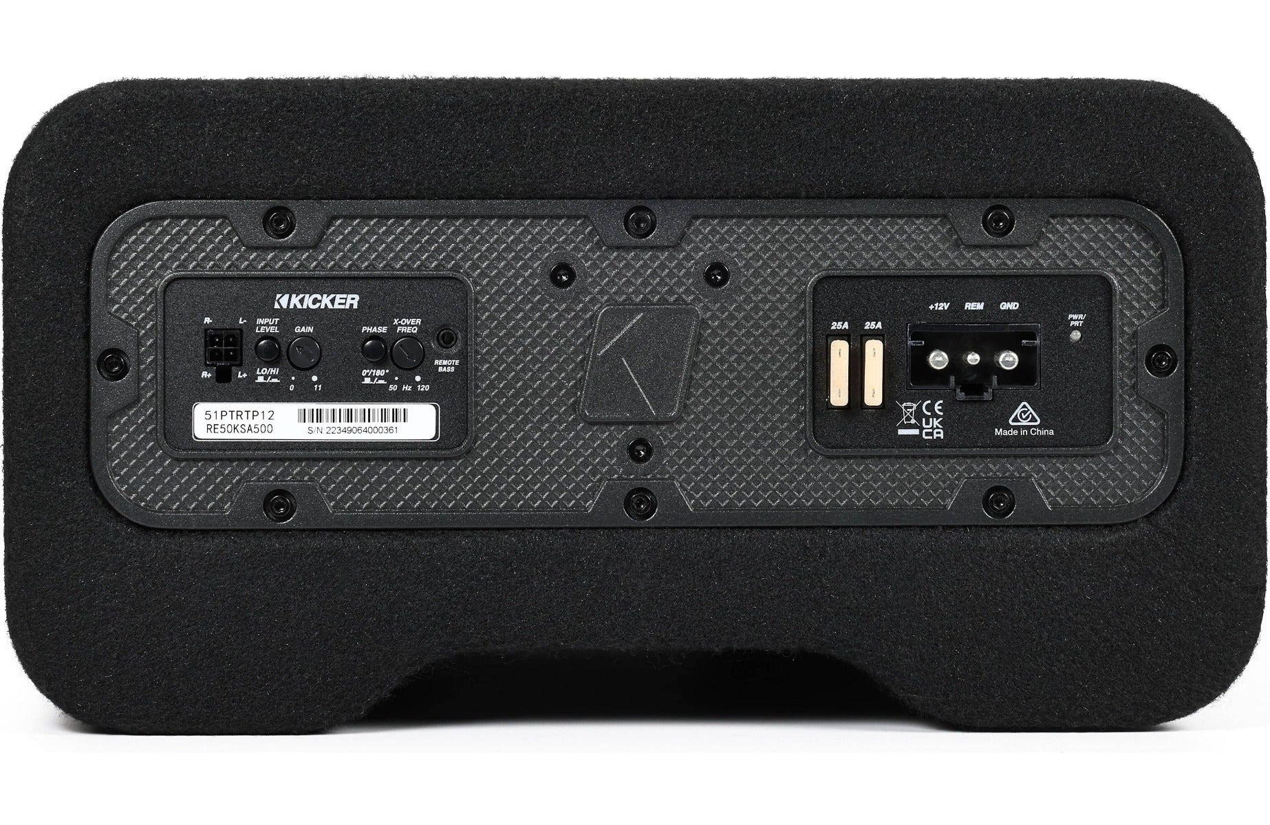 Kicker 51PTRTP12 1000W Single Loaded 12" Sealed Down-firing Shallow Amplified Subwoofer Enclosure