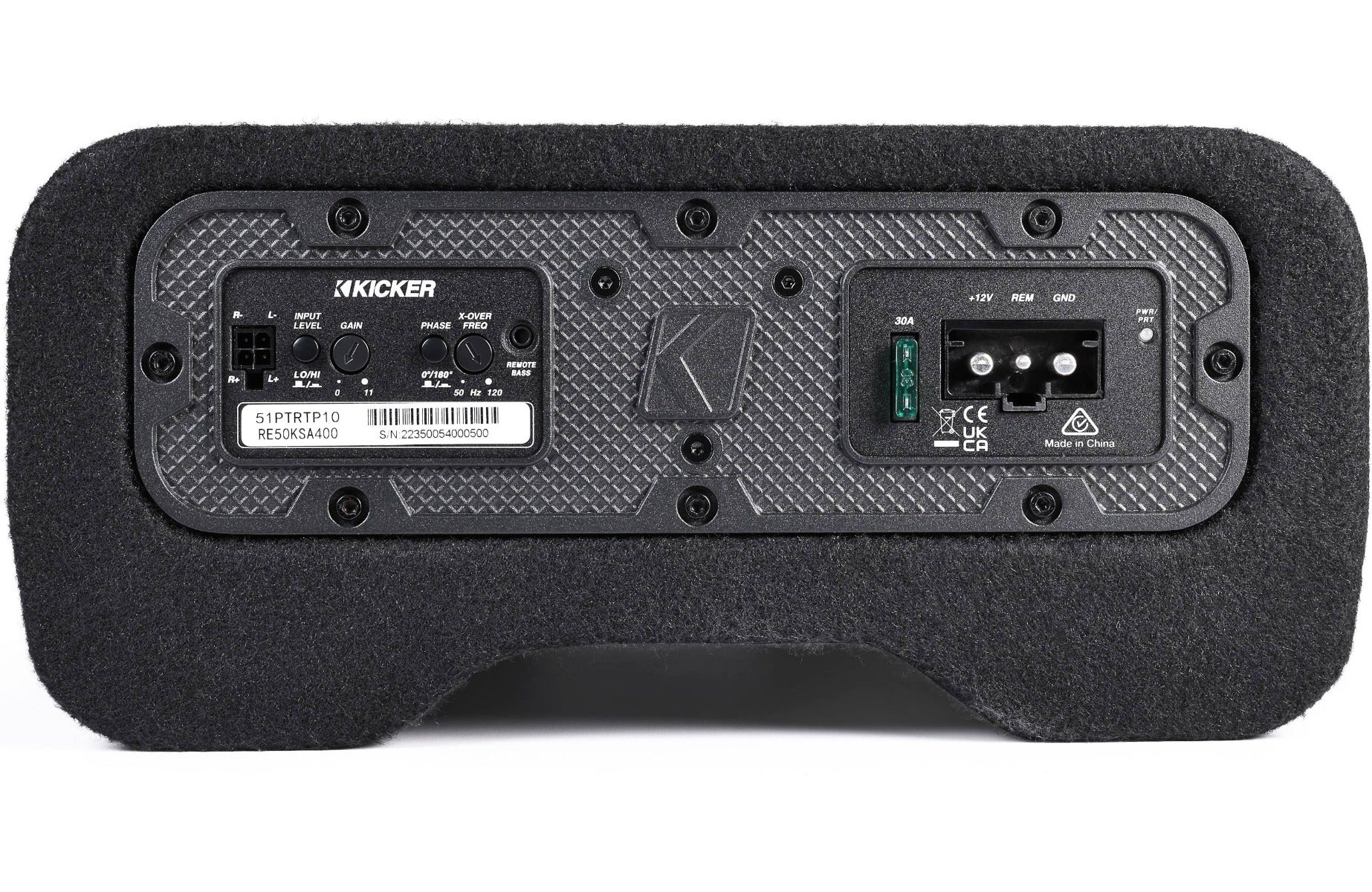 Kicker 51PTRTP10 800W Single Loaded 10" Sealed Down-firing Shallow Amplified Subwoofer Enclosure