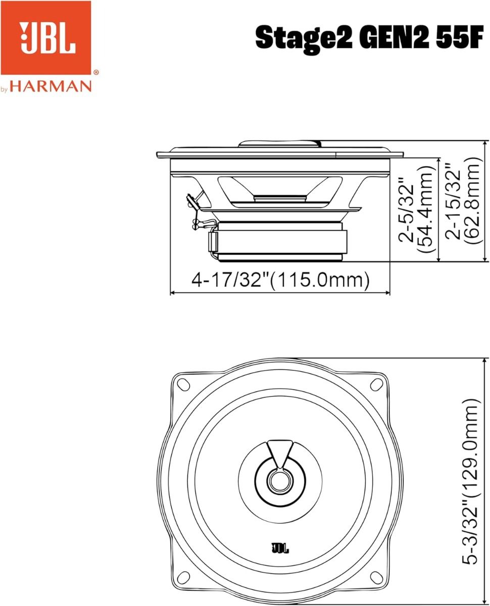 JBL Stage2 GEN2 55F 5.25" (130 mm) 2-Way Coaxial Speakers