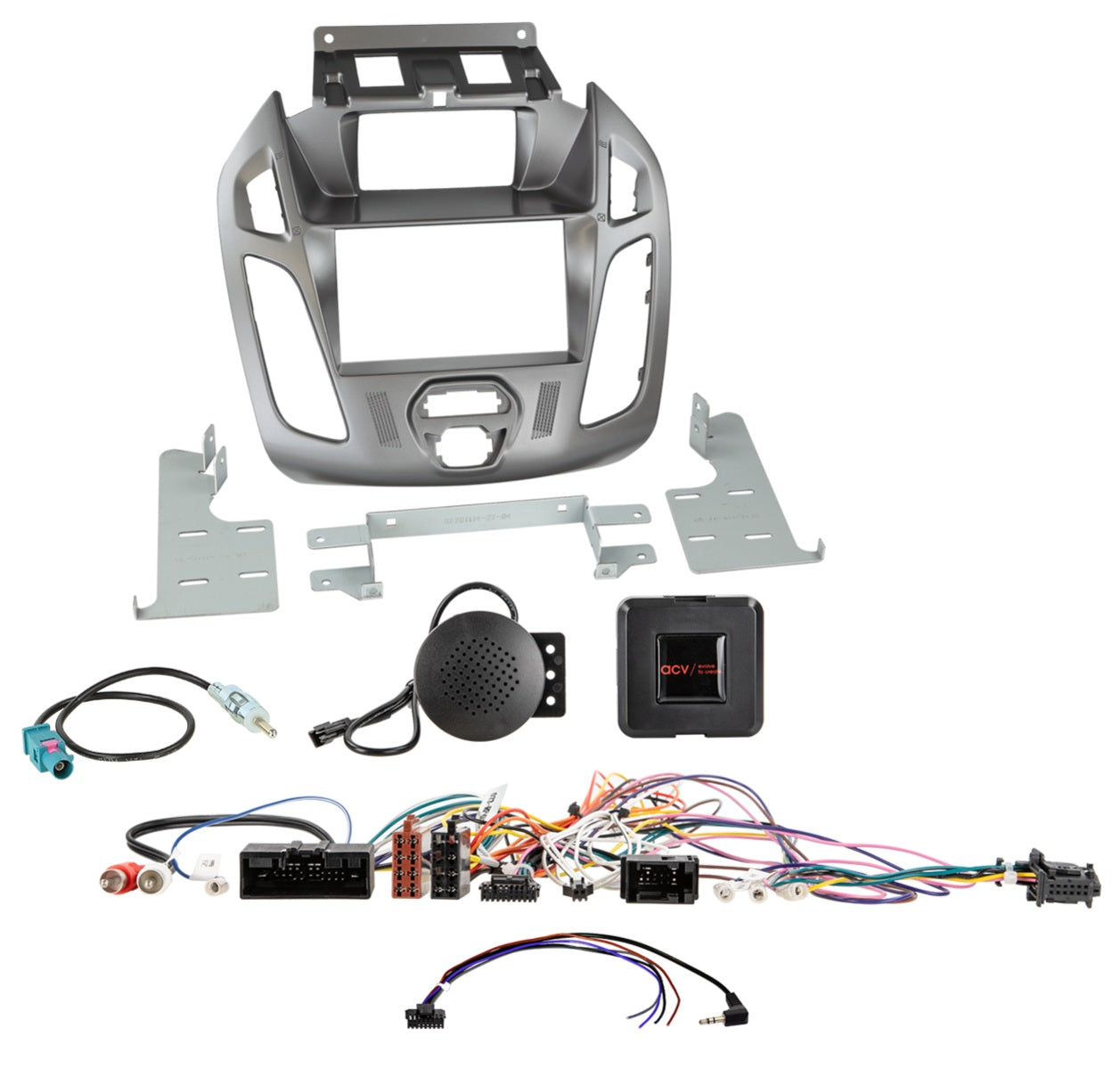 Ford Transit-Connect 2013-2018 Double Din Car Stereo phoenix matt silver Fascia Fitting Kit 621114-27-1-1