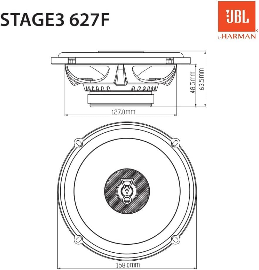 JBL Stage3 627F 6.5" 2 Way 270w Coaxial Speakers Factory Upgrade Without Grills