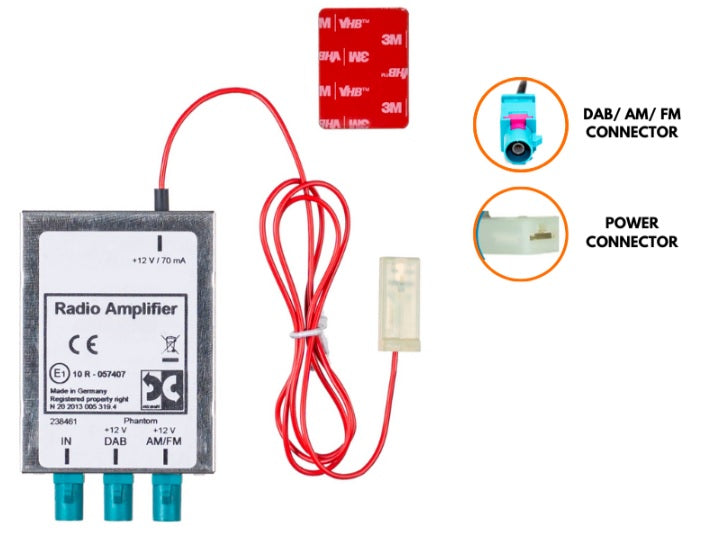 AM, FM, DAB and DAB+ splitter amplifier +15db (For vehicle and house interiors) 70-926