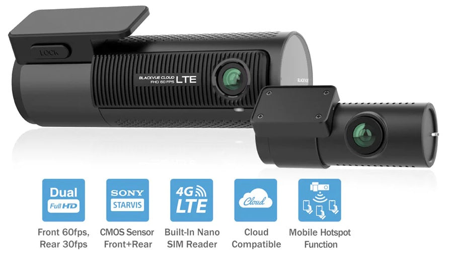 BlackVue DR770X-2CH LTE 1080p 64GB Full HD Wi-Fi GPS Cloud 2 Channel Dash Cam
