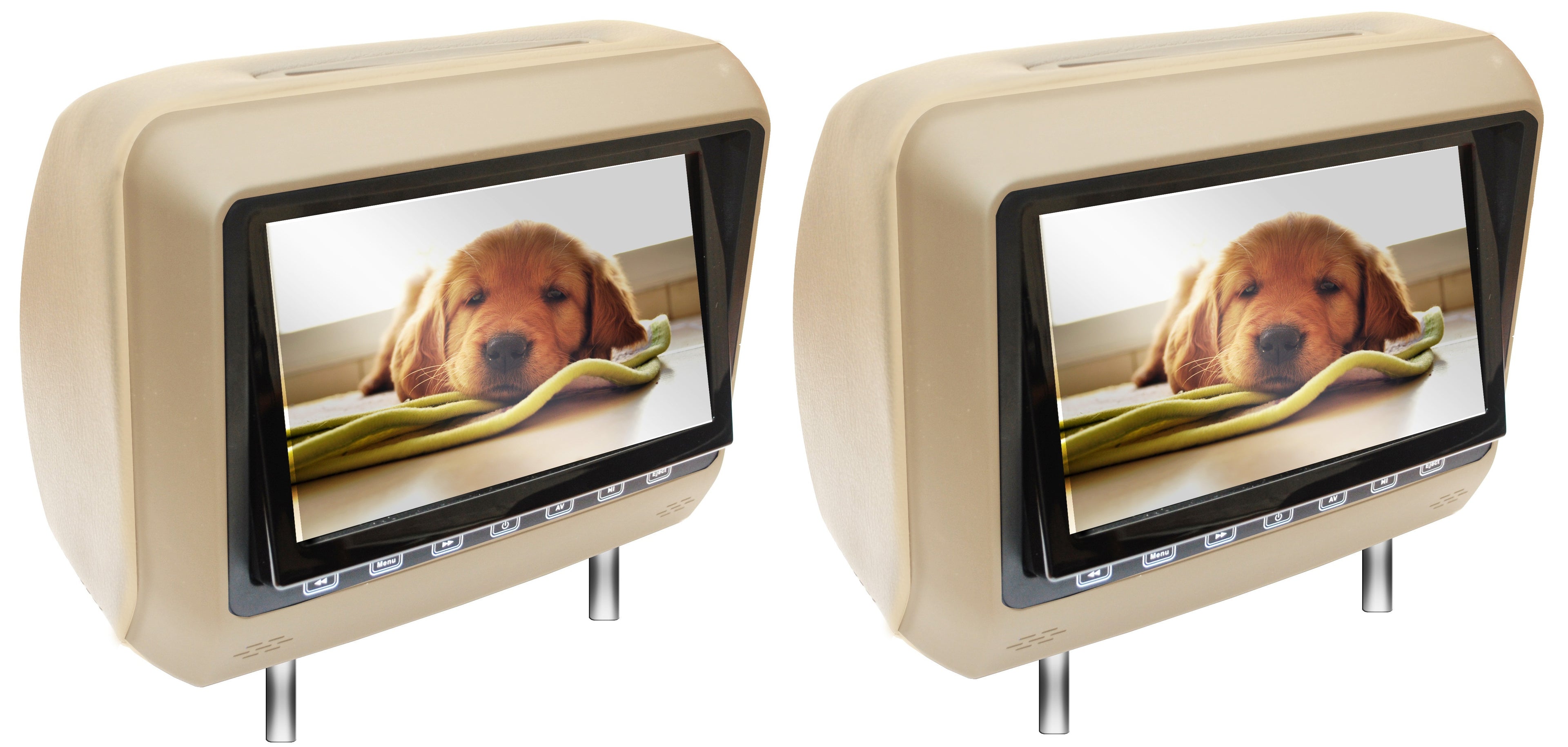 MOTORMAX MMX8HBBE TWIN 8" TFT Screen LCD Monitor Replacement Headrests in Beige