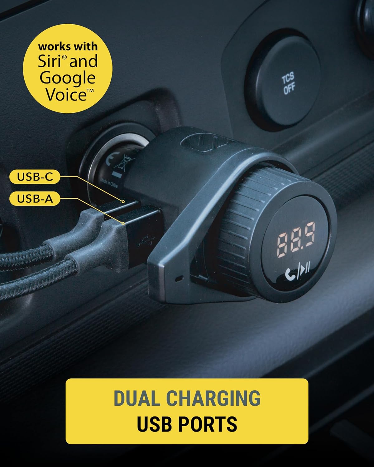 Scosche BTFM9-SP BT FM Transmitter Dual 12W USB-C Handsfree Car Kit