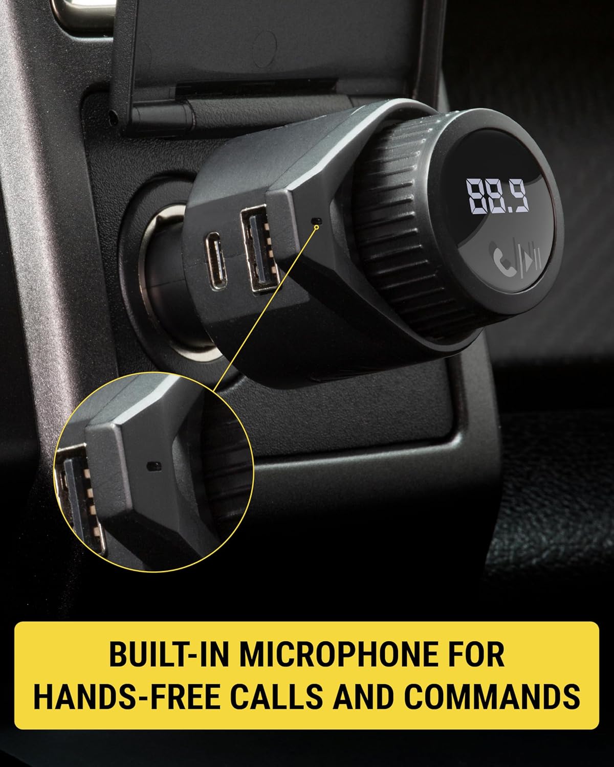 Scosche BTFM9-SP BT FM Transmitter Dual 12W USB-C Handsfree Car Kit