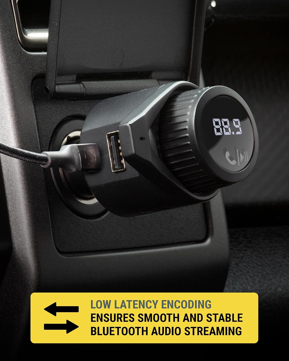 Scosche BTFM9-SP BT FM Transmitter Dual 12W USB-C Handsfree Car Kit