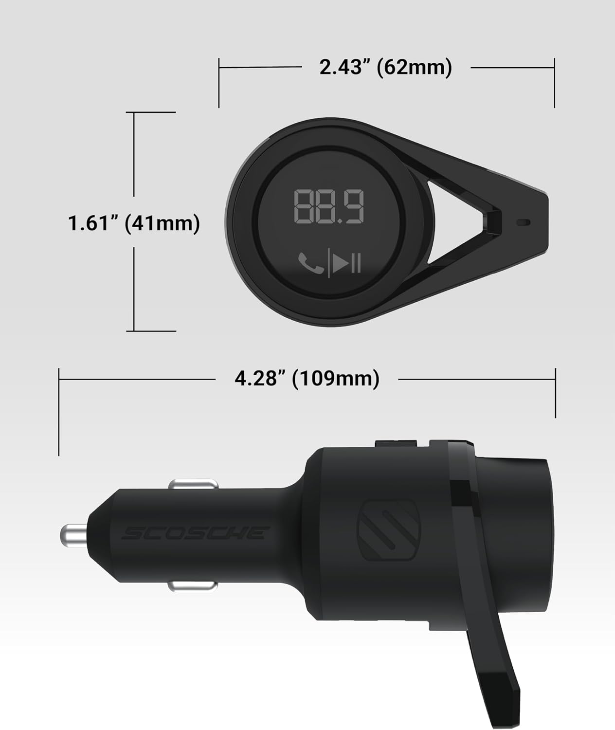 Scosche BTFM9-SP BT FM Transmitter Dual 12W USB-C Handsfree Car Kit