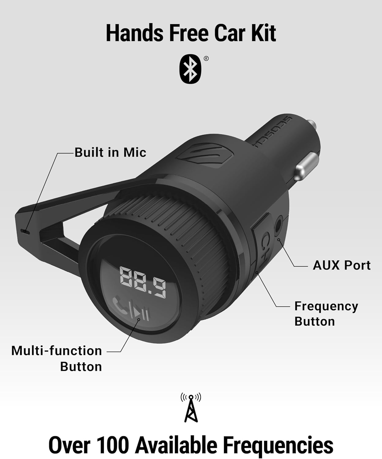 Scosche BTFM9-SP BT FM Transmitter Dual 12W USB-C Handsfree Car Kit