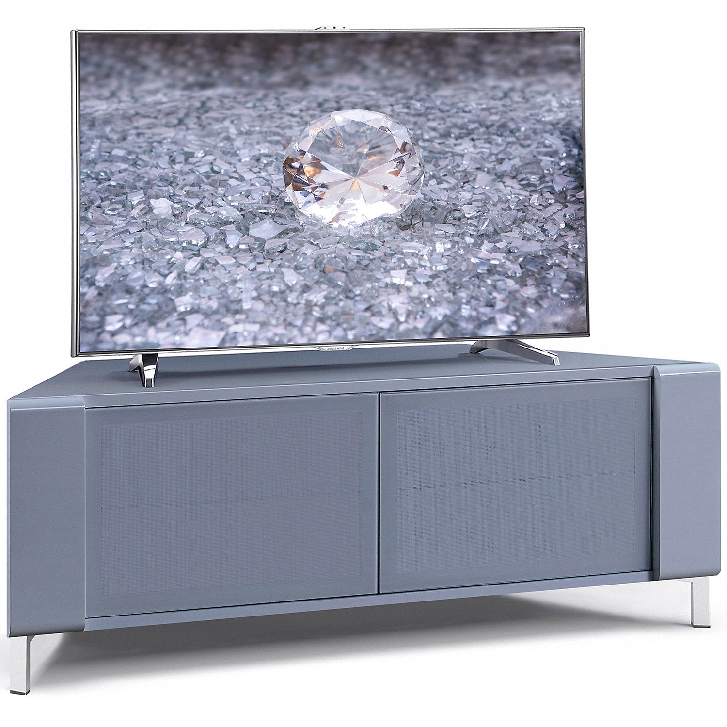 MDA Designs CORVUS Corner-Friendly Gloss Grey Contemporary TV Cabine