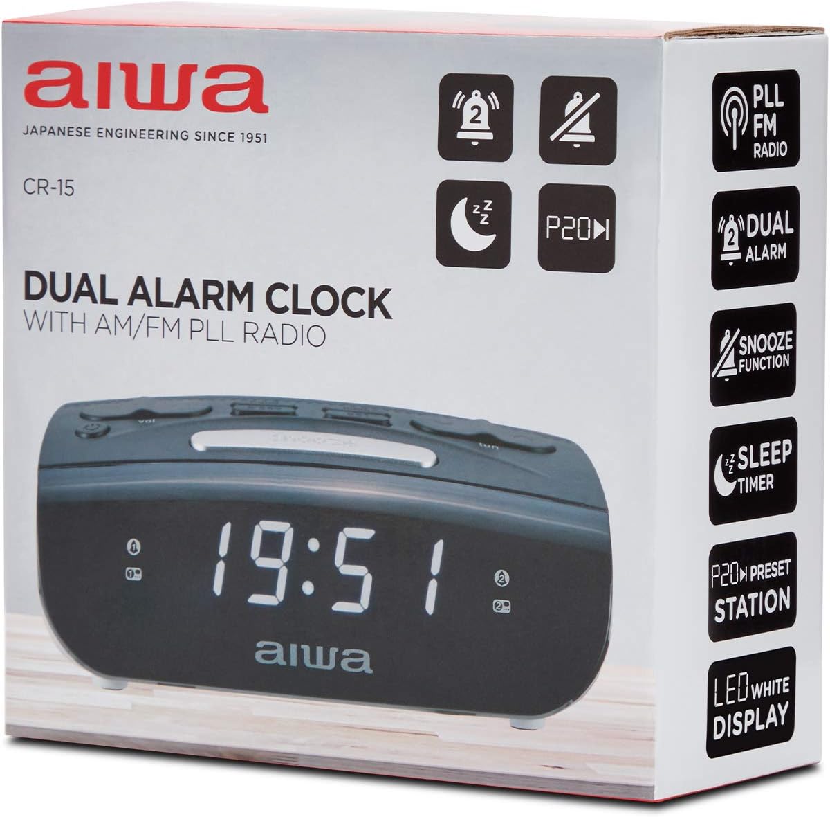 AIWA CR-15 Clock Radio: Compact and Reliable Black White