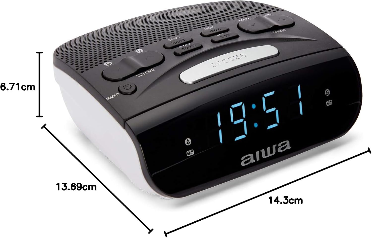 AIWA CR-15 Clock Radio: Compact and Reliable Black White