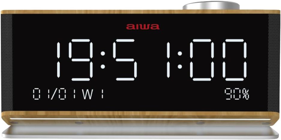 AIWA CR-90BT Bluetooth Alarm Clock with AUX FM Radio and Dual Alarm