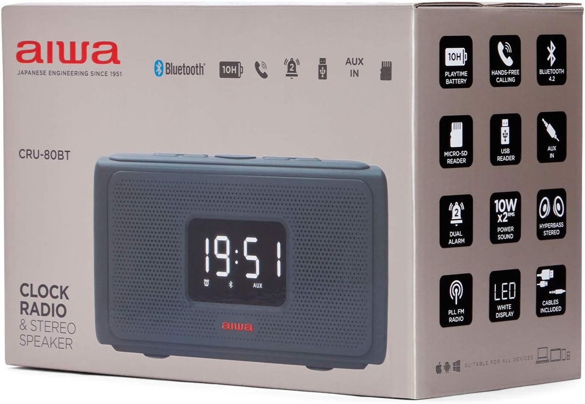 AIWA CRU-80BT Bluetooth Speaker with Clock Radio